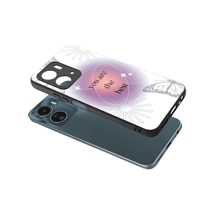 Star Power sleek vivo y16 cover with tempered glass back and TPU edges