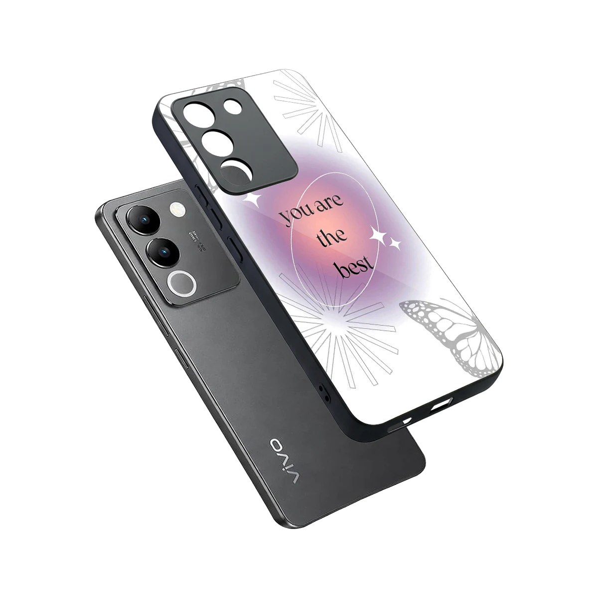 Star Power sleek vivo y200 5g cover with tempered glass back and TPU edges