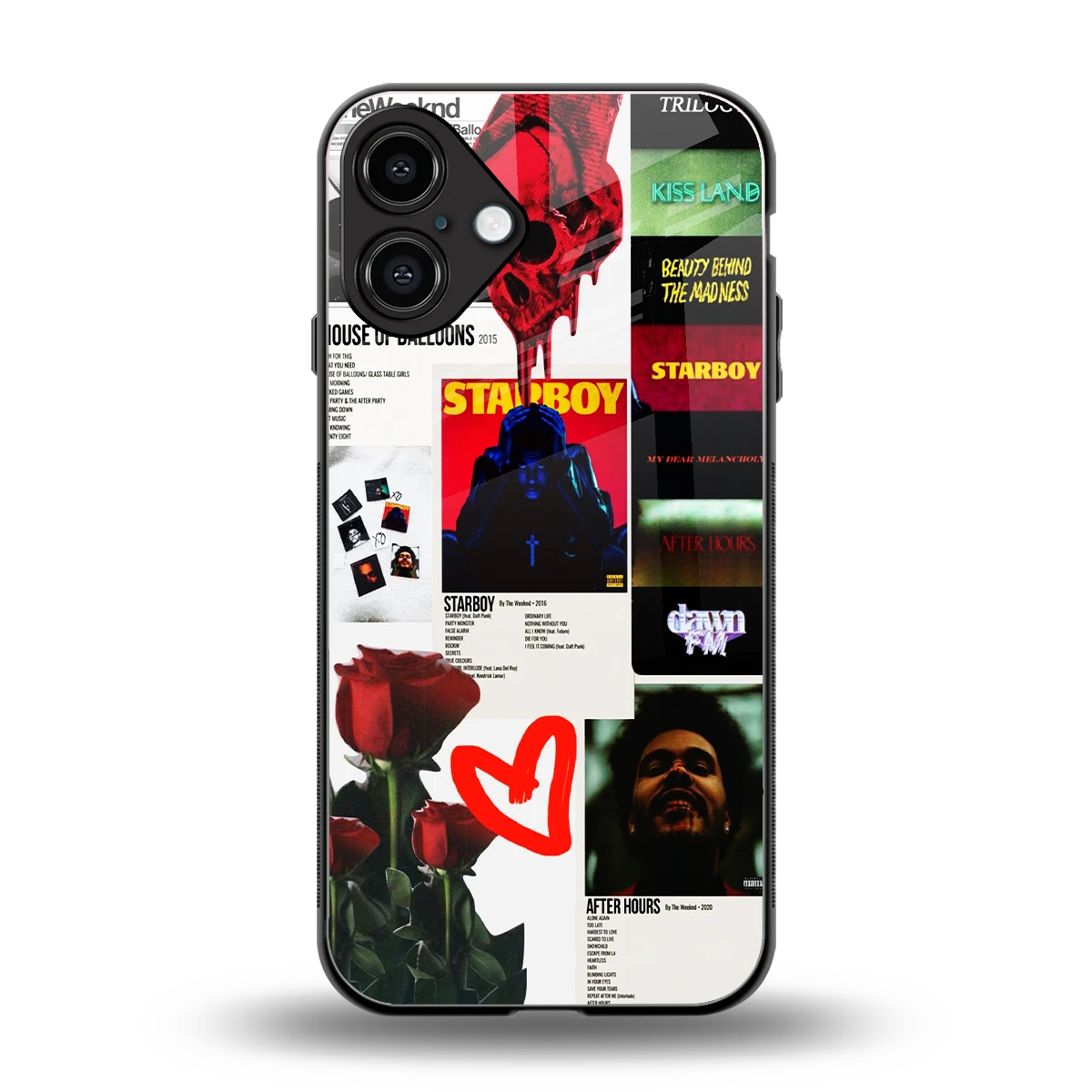 Starboy Collage back phone cover | glass case for iphone 16 plus