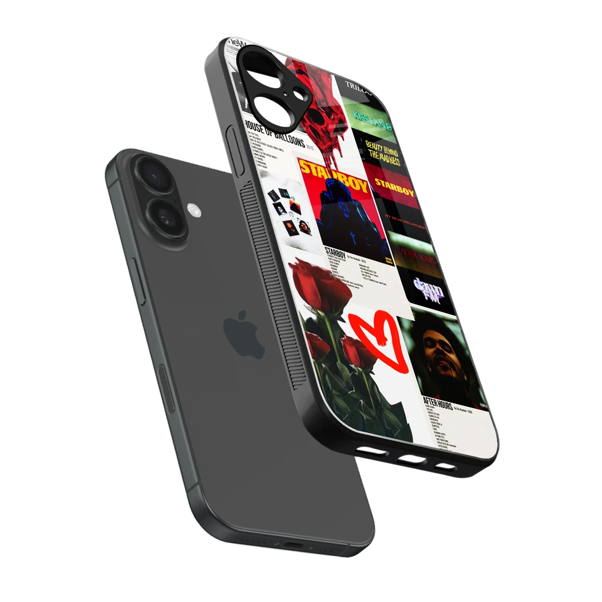 Starboy Collage sleek iPhone 16 cover with tempered glass back and TPU edges