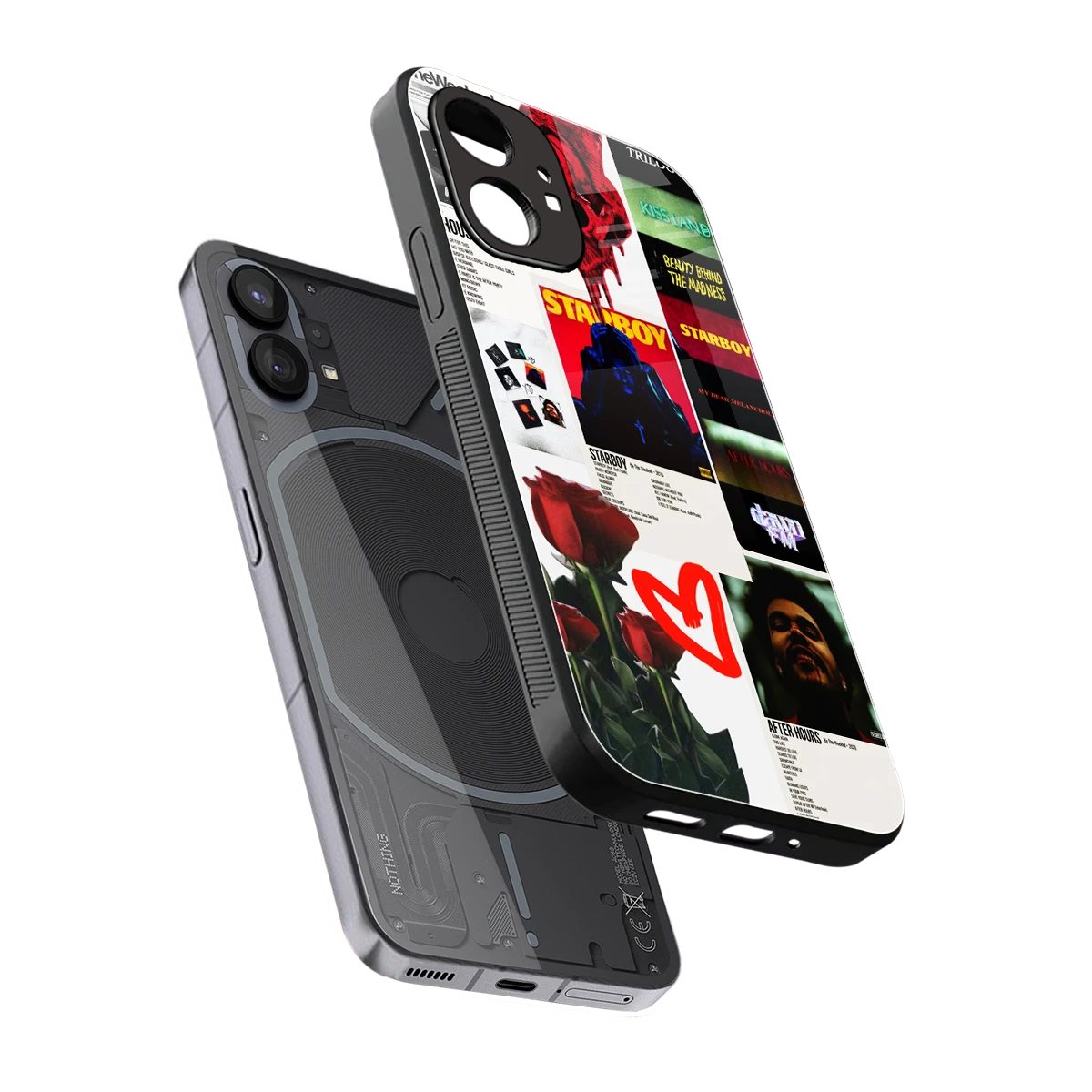 Starboy Collage sleek nothing phone 1 cover with tempered glass back and TPU edges