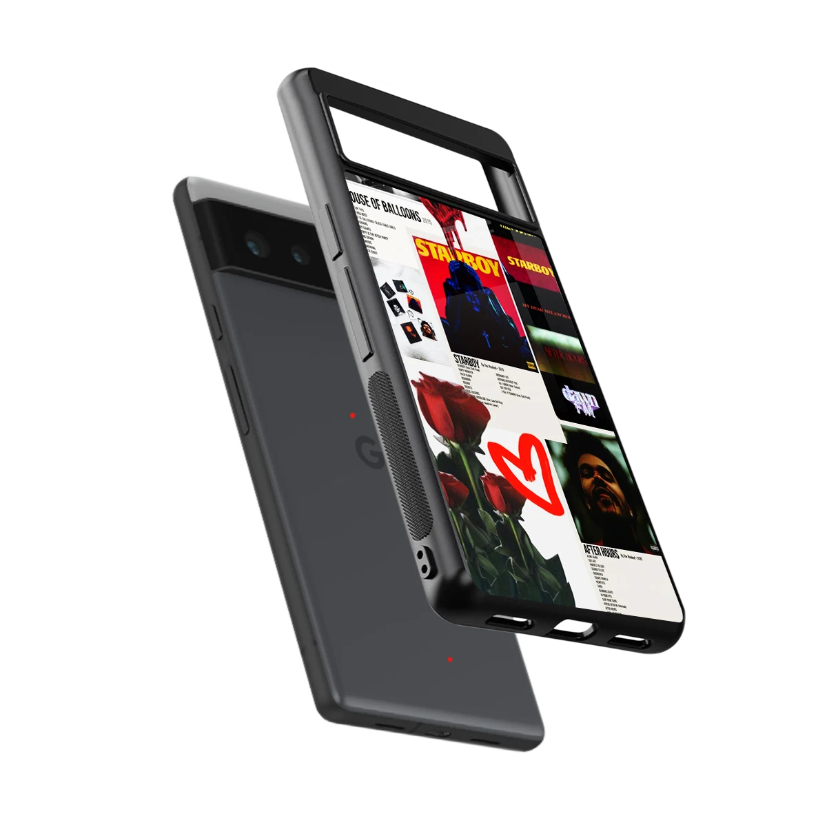 Starboy Collage sleek google pixel 6a cover with tempered glass back and TPU edges