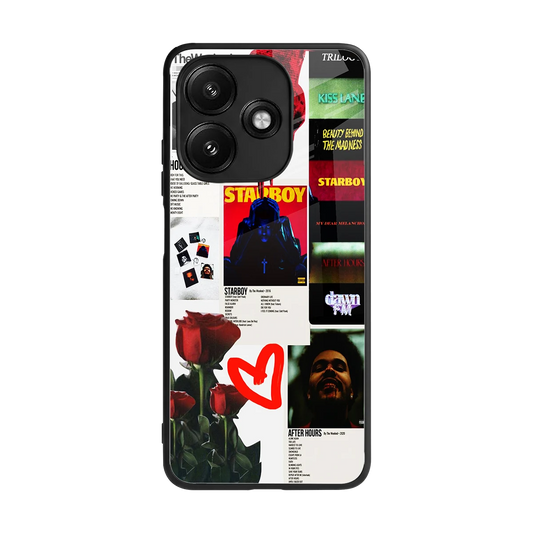 Starboy Collage back phone cover | glass case for redmi 12 5g