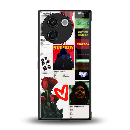 Starboy Collage back phone cover | glass case for vivo v30e