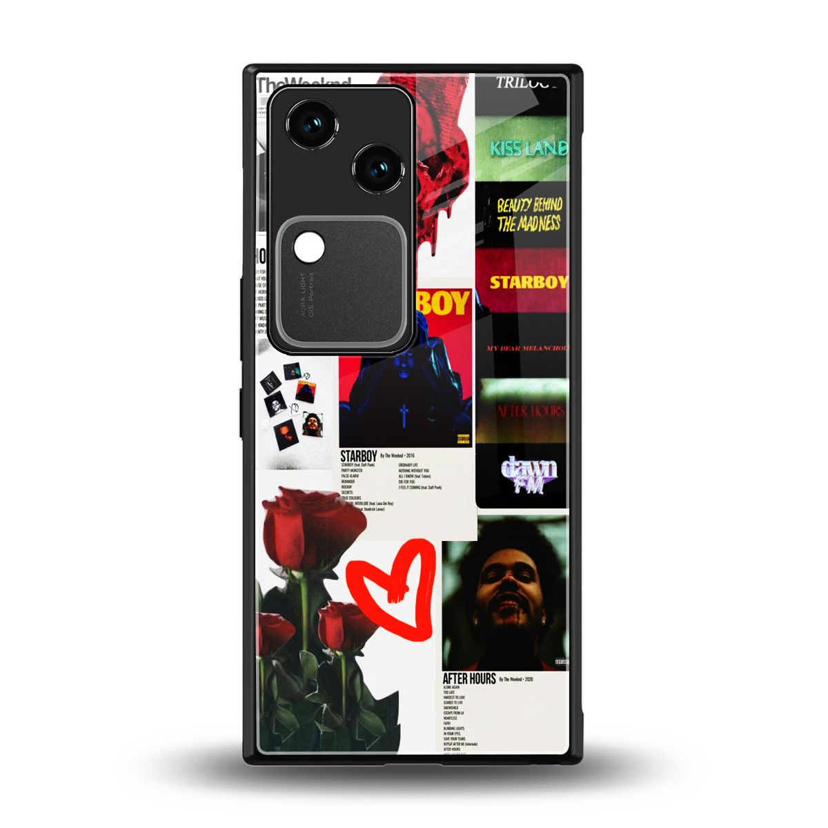 Starboy Collage back phone cover | glass case for vivo v30
