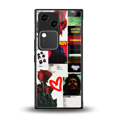 Starboy Collage back phone cover | glass case for vivo v30