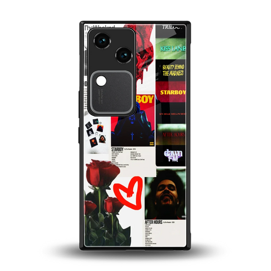 Starboy Collage back phone cover | glass case for vivo v30