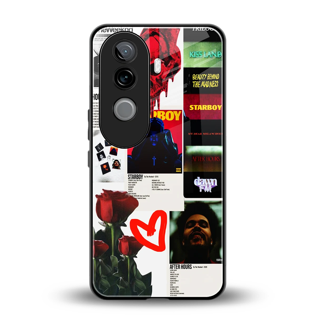 Starboy Collage back phone cover | glass case for vivo v40e
