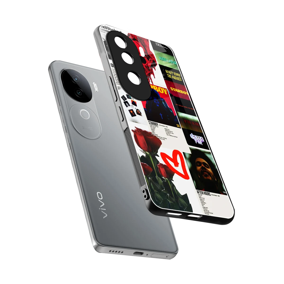 Starboy Collage sleek vivo v40e cover with tempered glass back and TPU edges