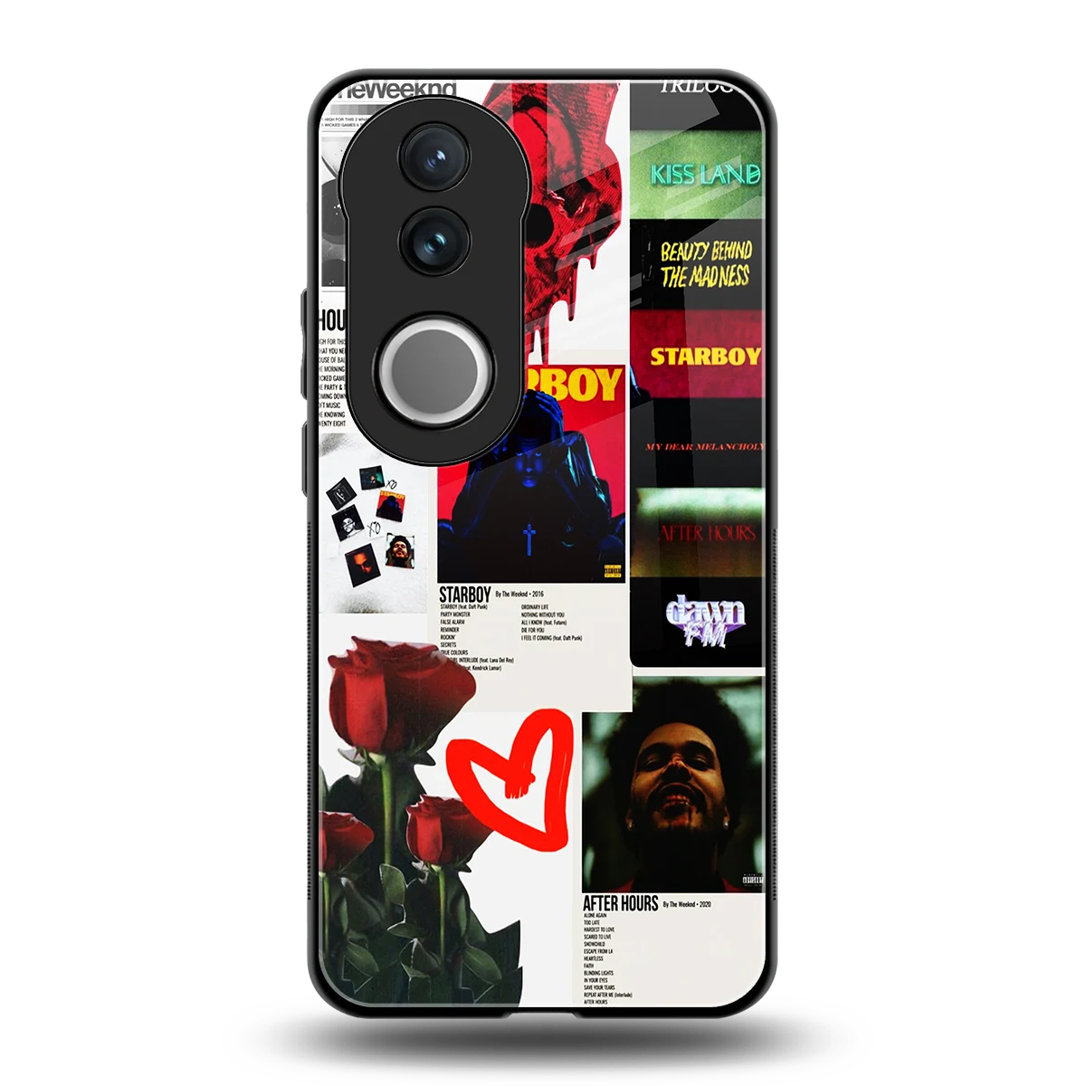 Starboy Collage back phone cover | glass case for vivo v50