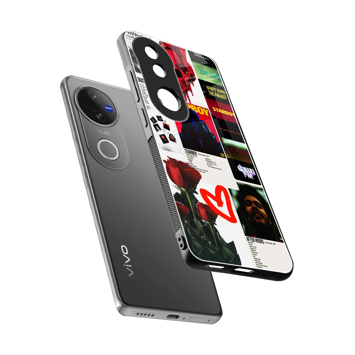 Starboy Collage sleek vivo v50 cover with tempered glass back and TPU edges