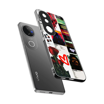 Starboy Collage sleek vivo v50 cover with tempered glass back and TPU edges