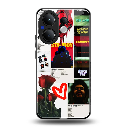 Starboy Collage back phone cover | glass case for vivo v60