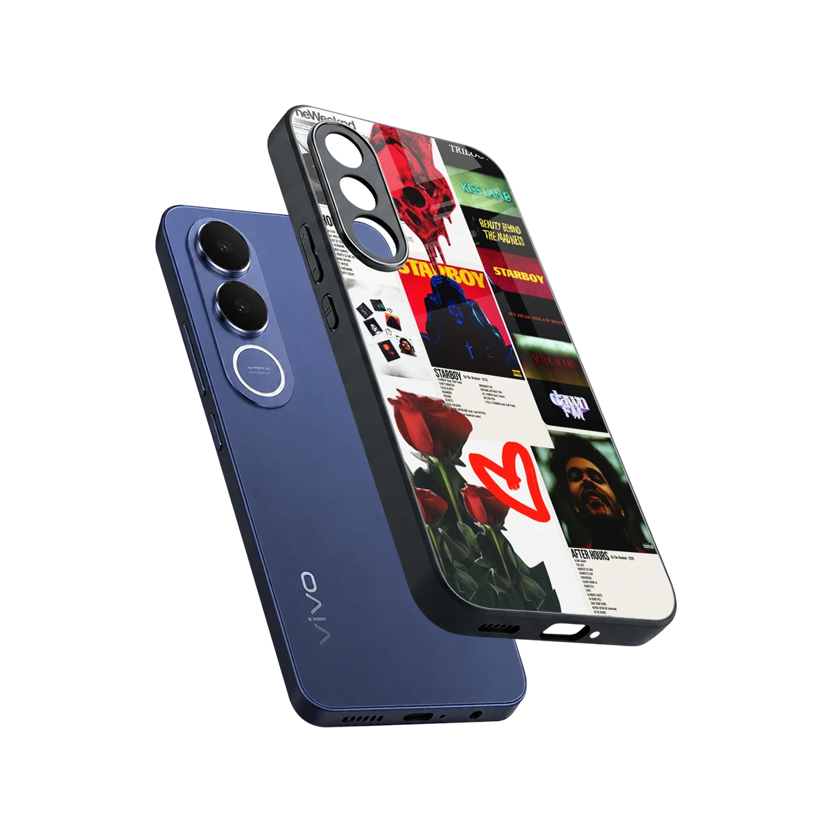 Starboy Collage sleek vivo v70 fe cover with tempered glass back and TPU edges