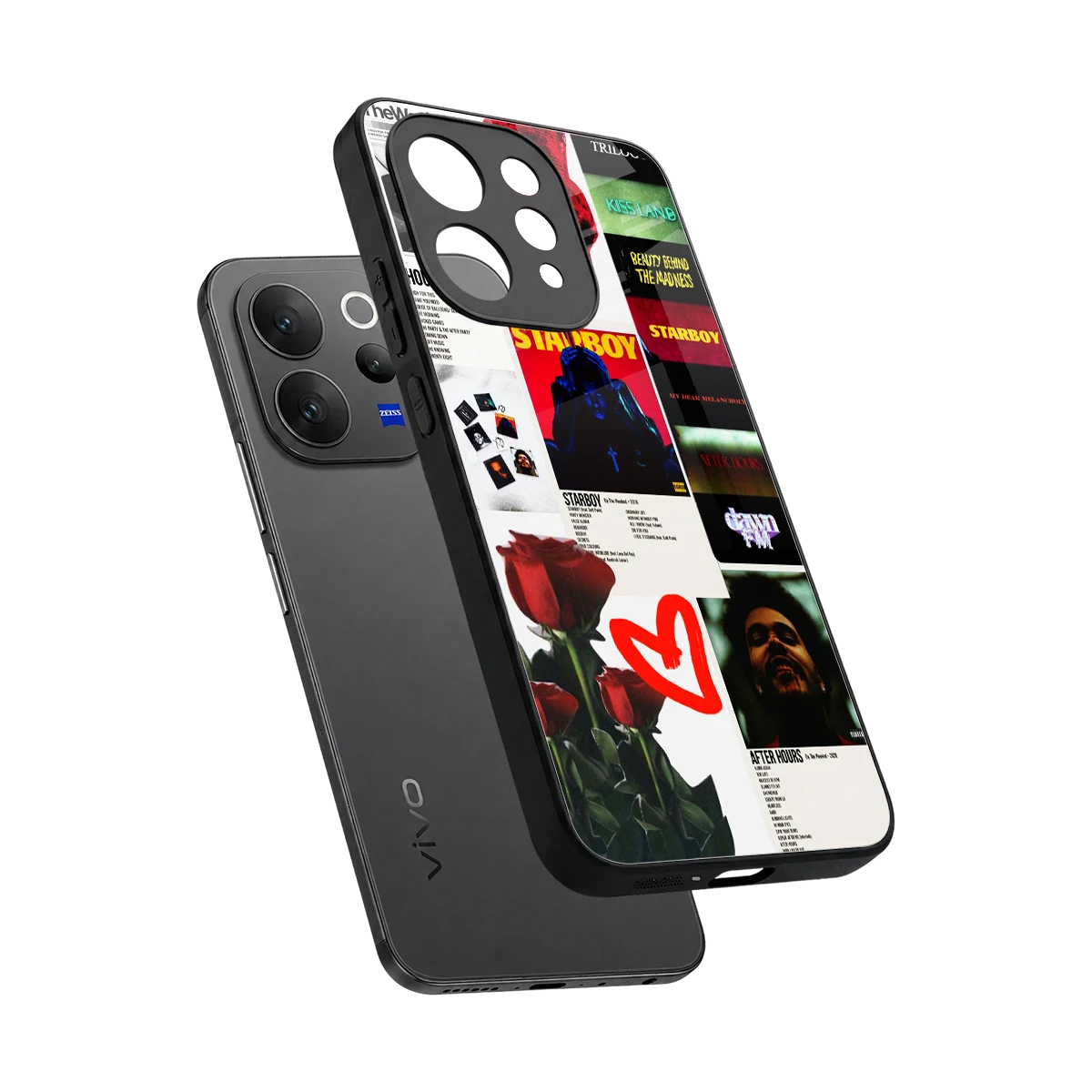 Starboy Collage sleek vivo v70 cover with tempered glass back and TPU edges