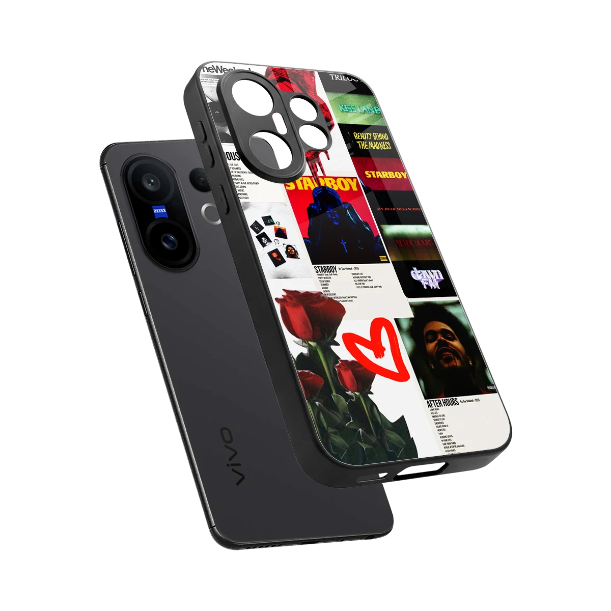 Starboy Collage sleek vivo x200 fe cover with tempered glass back and TPU edges