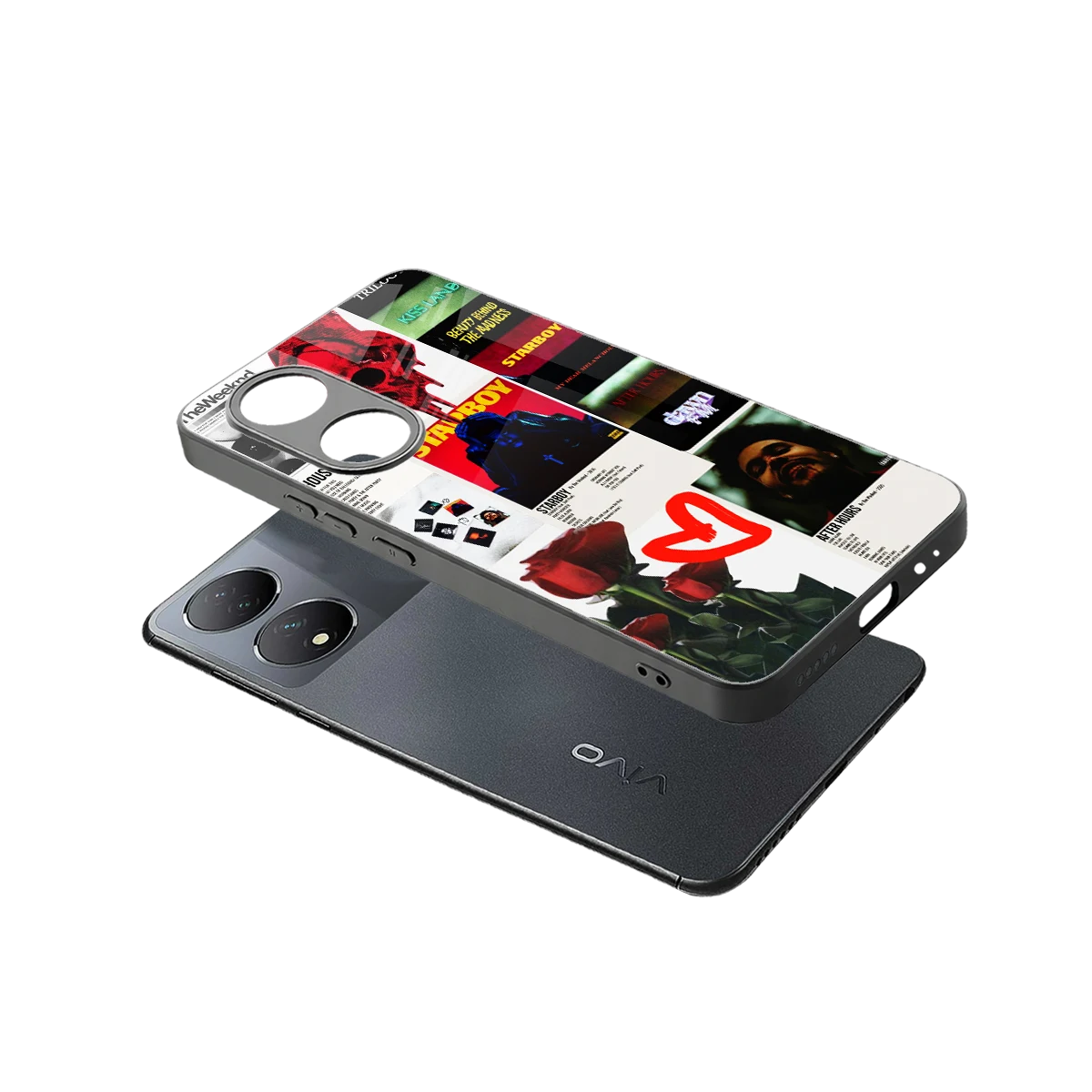 Starboy Collage sleek Vivo-y100 cover with tempered glass back and TPU edges