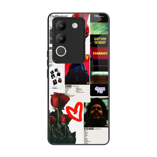 Starboy Collage back phone cover | glass case for vivo y200 5g