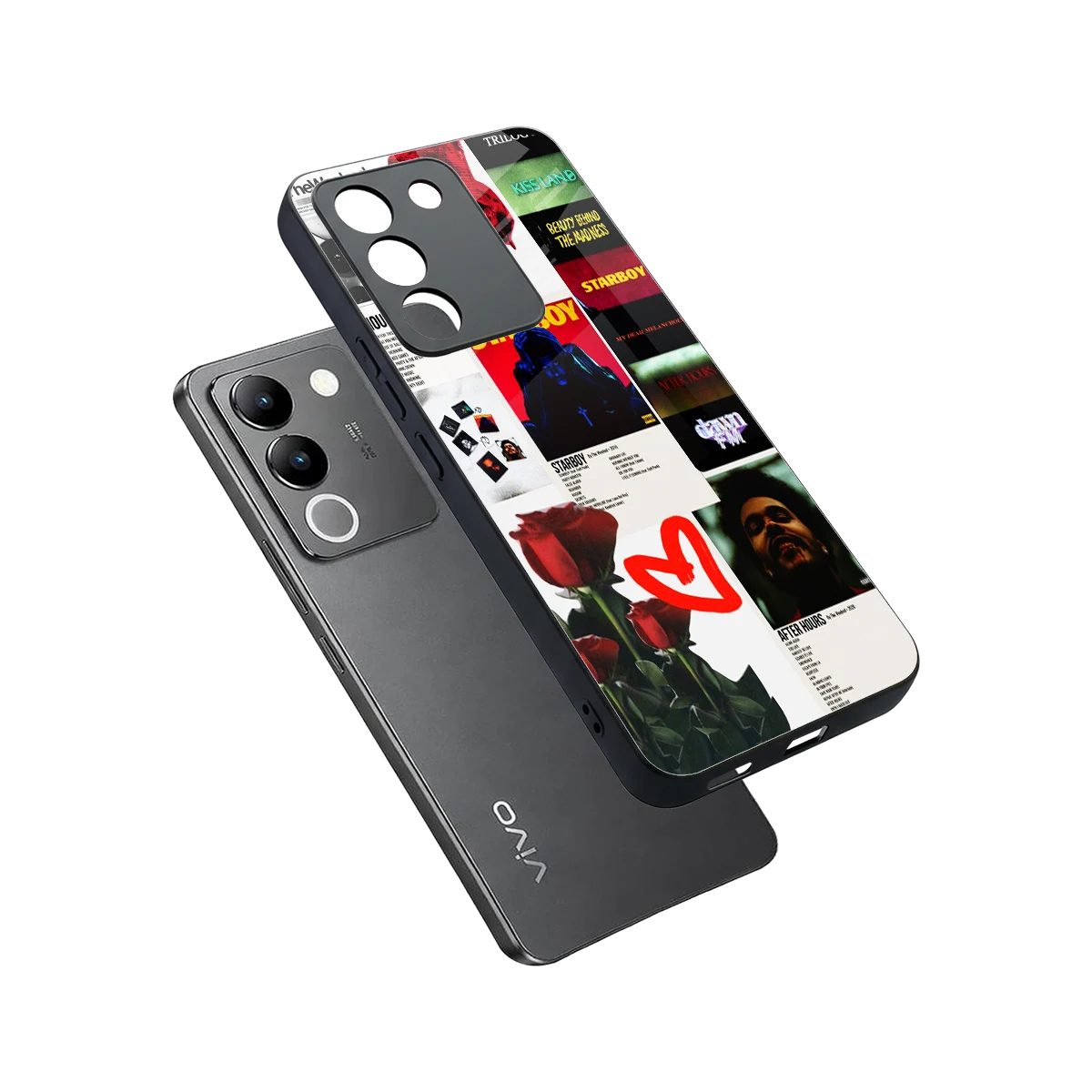 Starboy Collage sleek vivo y200 5g cover with tempered glass back and TPU edges