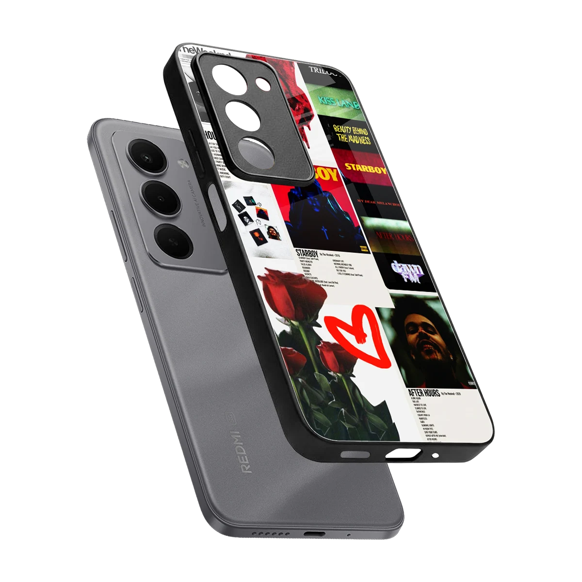 Starboy Collage sleek redmi 15 5g cover with tempered glass back and TPU edges