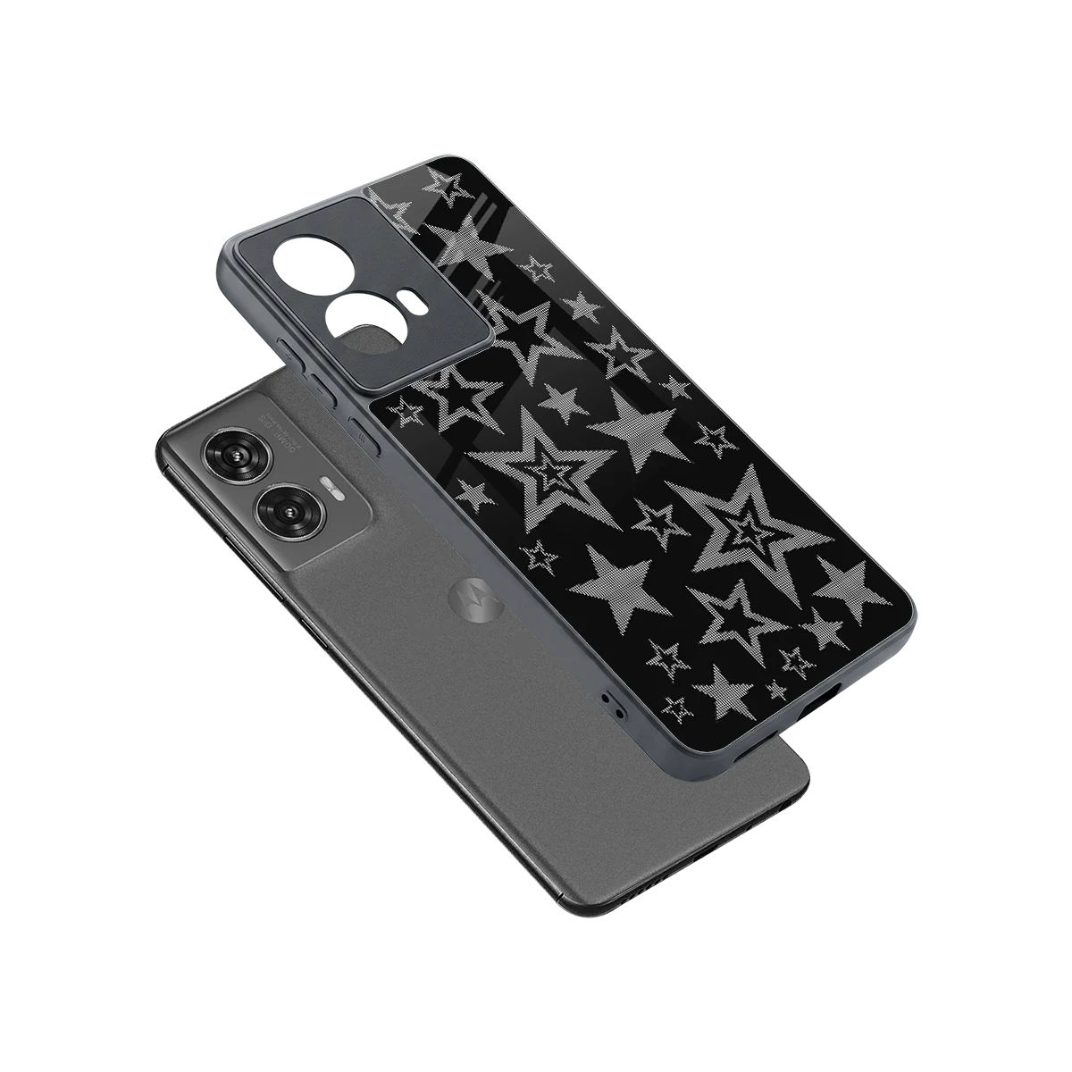 Stardust sleek motorola edge 50 fusion cover with tempered glass back and TPU edges