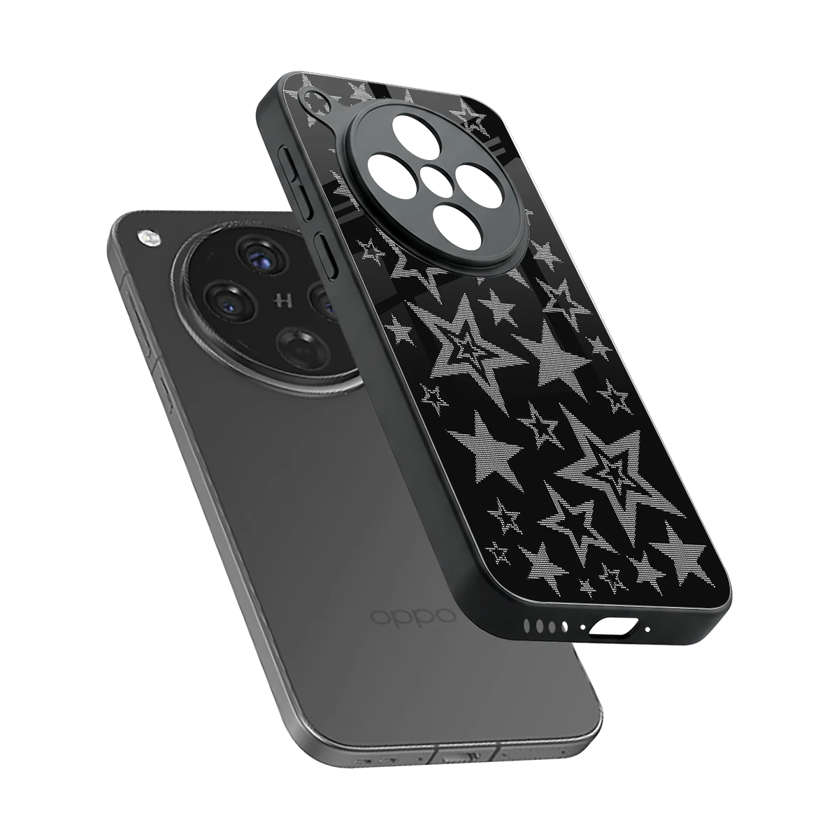 Stardust sleek oppo find x8 cover with tempered glass back and TPU edges