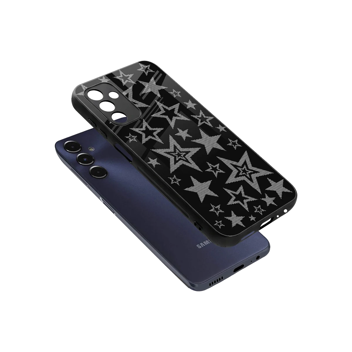 Stardust sleek samsung galaxy m14 5g cover with tempered glass back and TPU edges