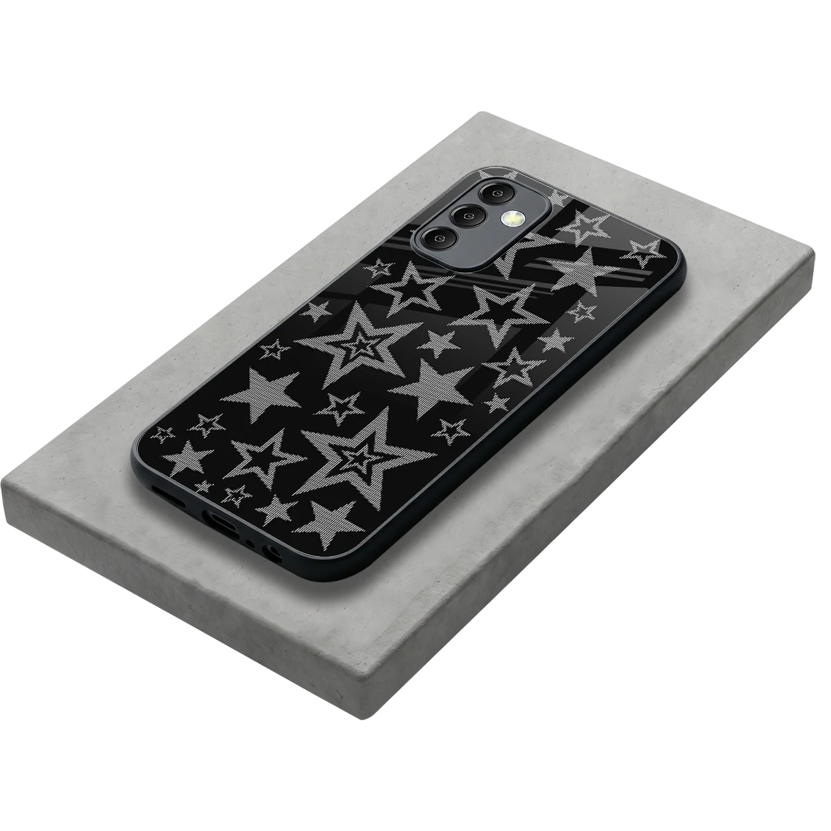 Stardust stylish phone case for samsung galaxy m14 5g | glossy glass and slim fit