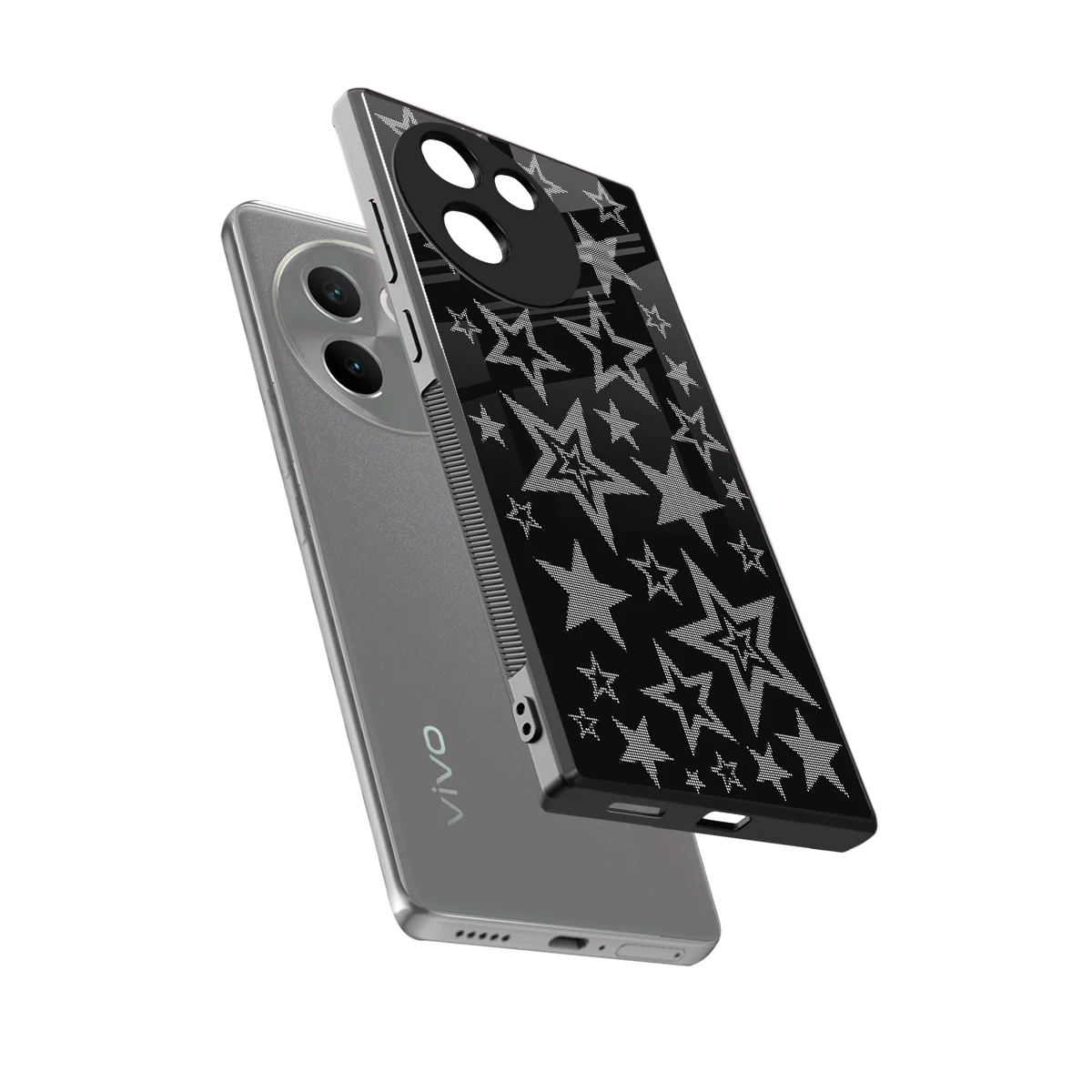 Stardust sleek vivo v30e cover with tempered glass back and TPU edges