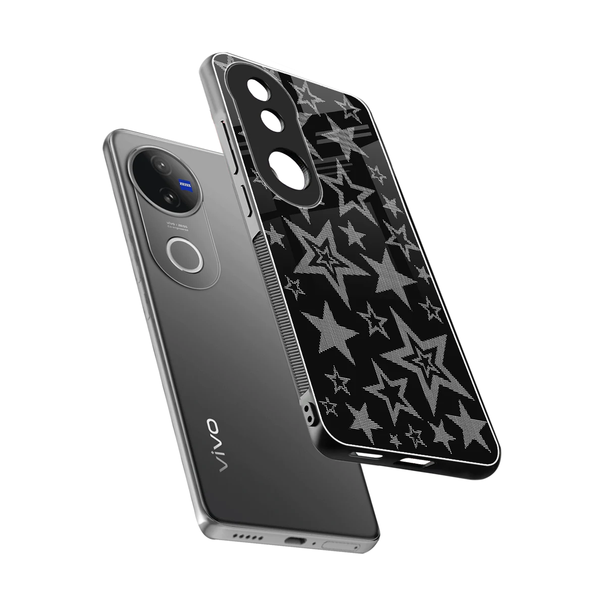 Stardust sleek vivo v50 cover with tempered glass back and TPU edges