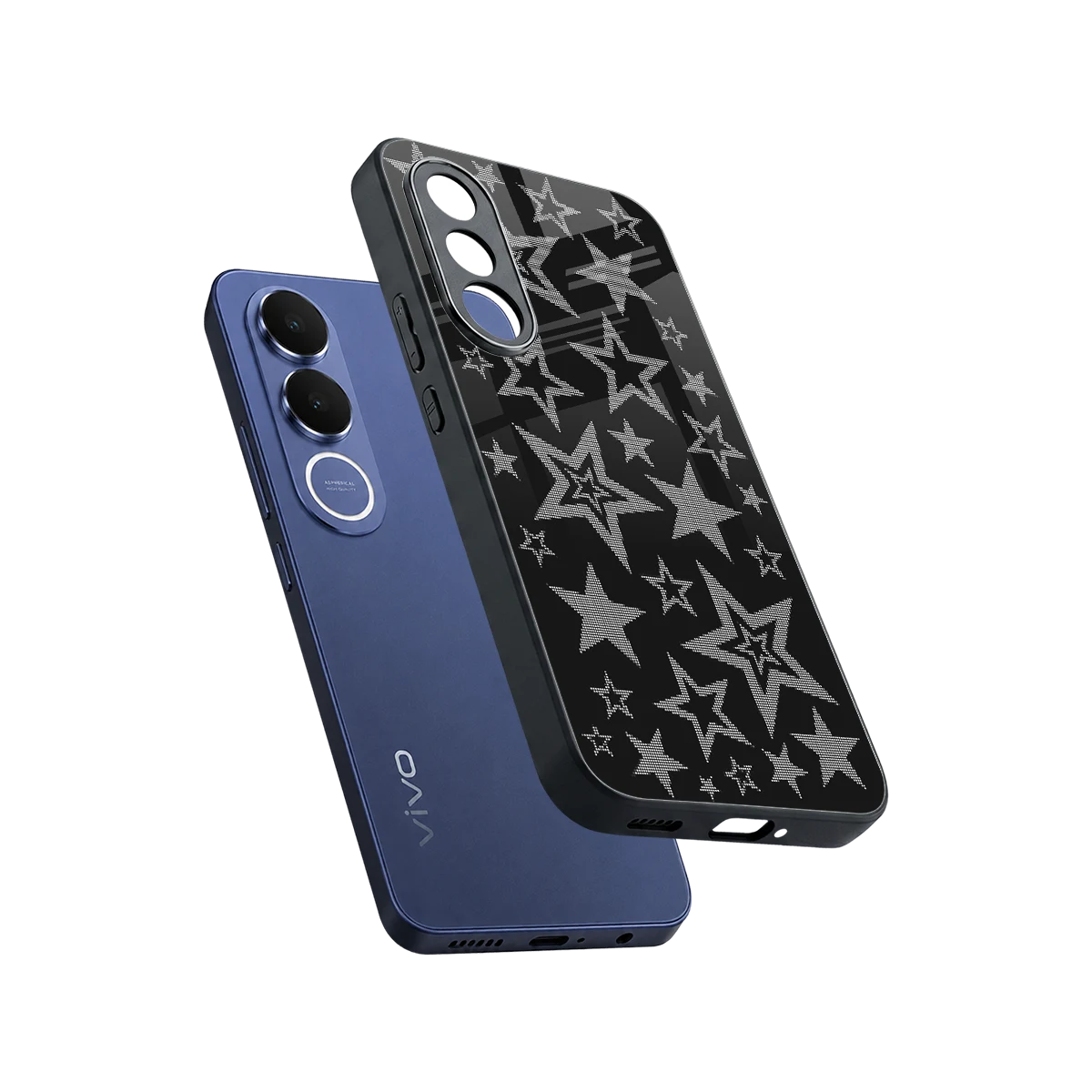 Stardust sleek vivo v70 fe cover with tempered glass back and TPU edges