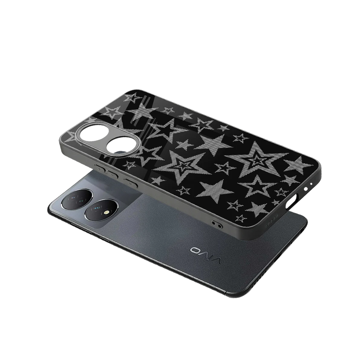 Stardust sleek Vivo-y100 cover with tempered glass back and TPU edges