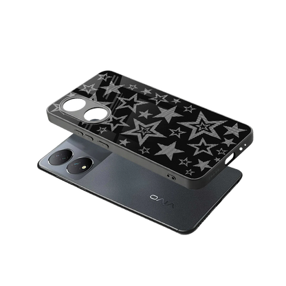 Stardust sleek Vivo-y100 cover with tempered glass back and TPU edges