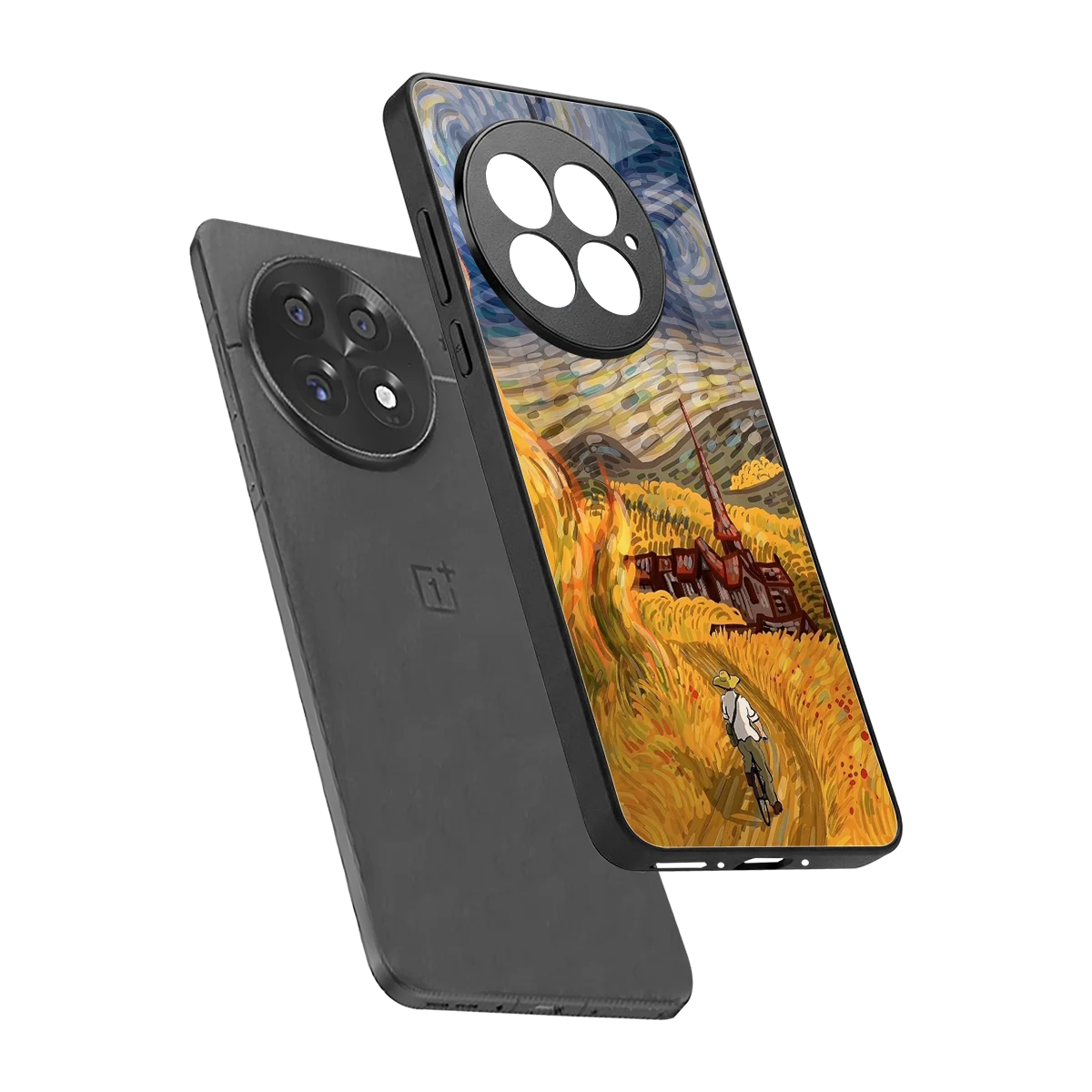 Starry Ride sleek oneplus 13 cover with tempered glass back and TPU edges