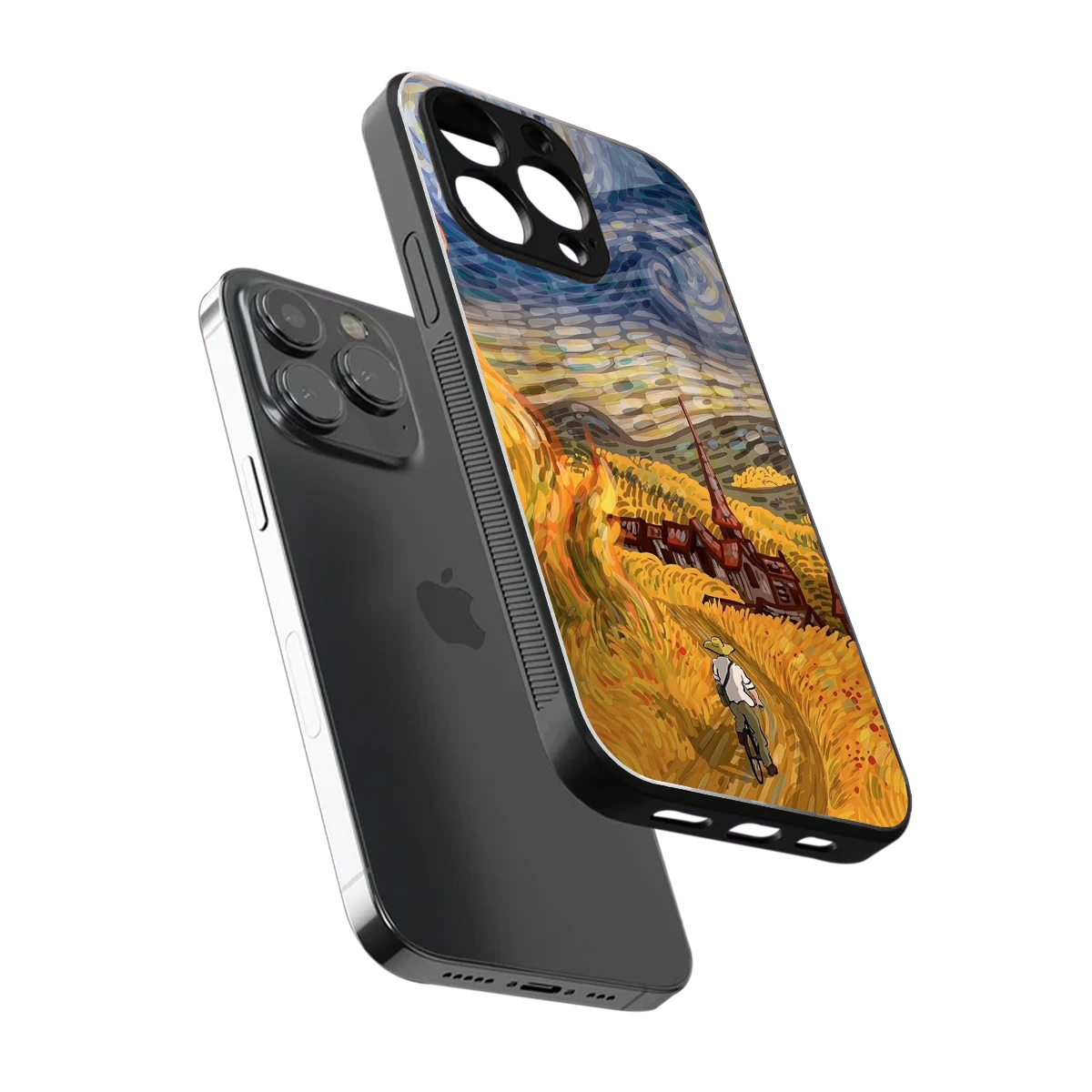 Starry Ride sleek iphone 13 pro cover with tempered glass back and TPU edges