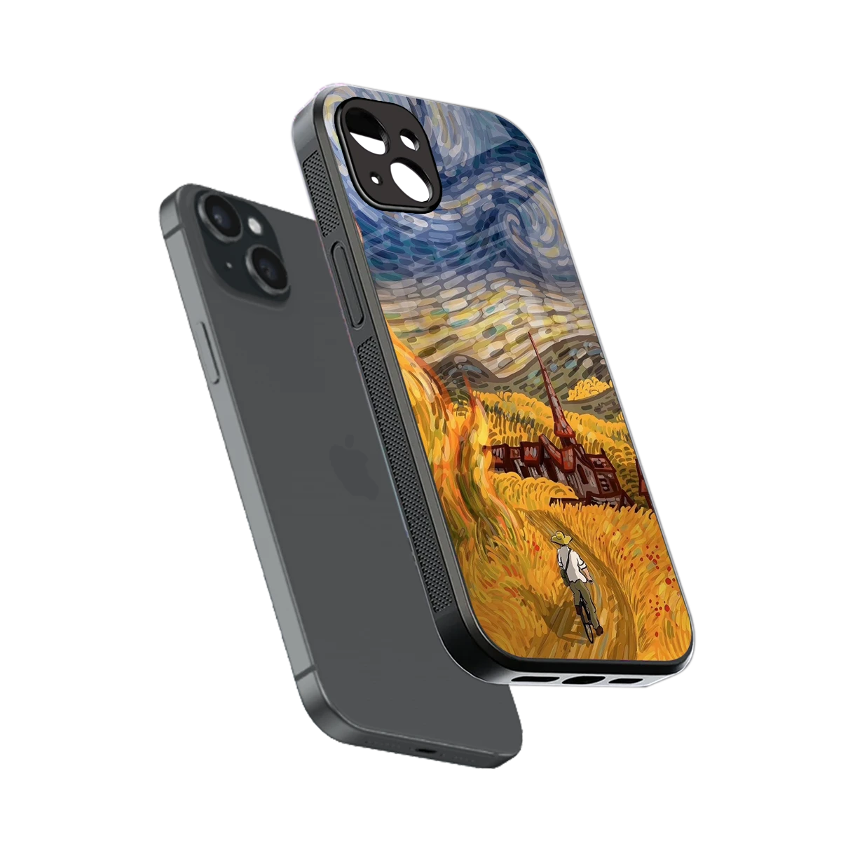 Starry Ride sleek iphone 14 plus cover with tempered glass back and TPU edges