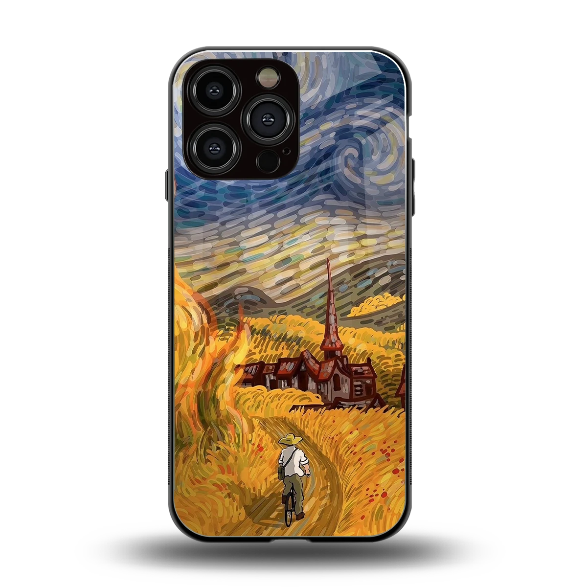 Starry Ride back phone cover | glass case for iphone 15 pro max