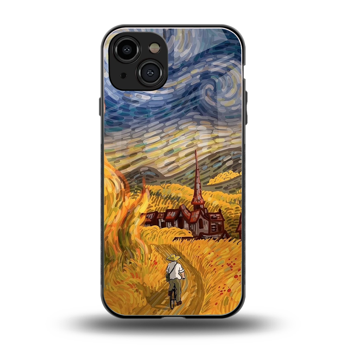 Starry Ride back phone cover | glass case for iphone 15