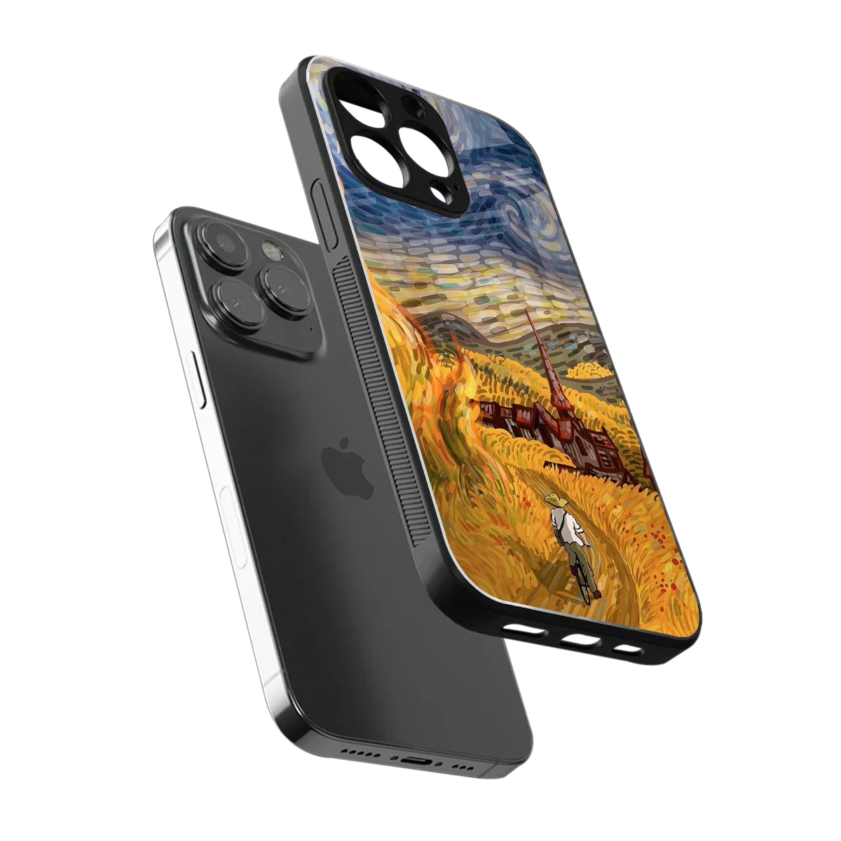 Starry Ride sleek iphone 16 pro max cover with tempered glass back and TPU edges