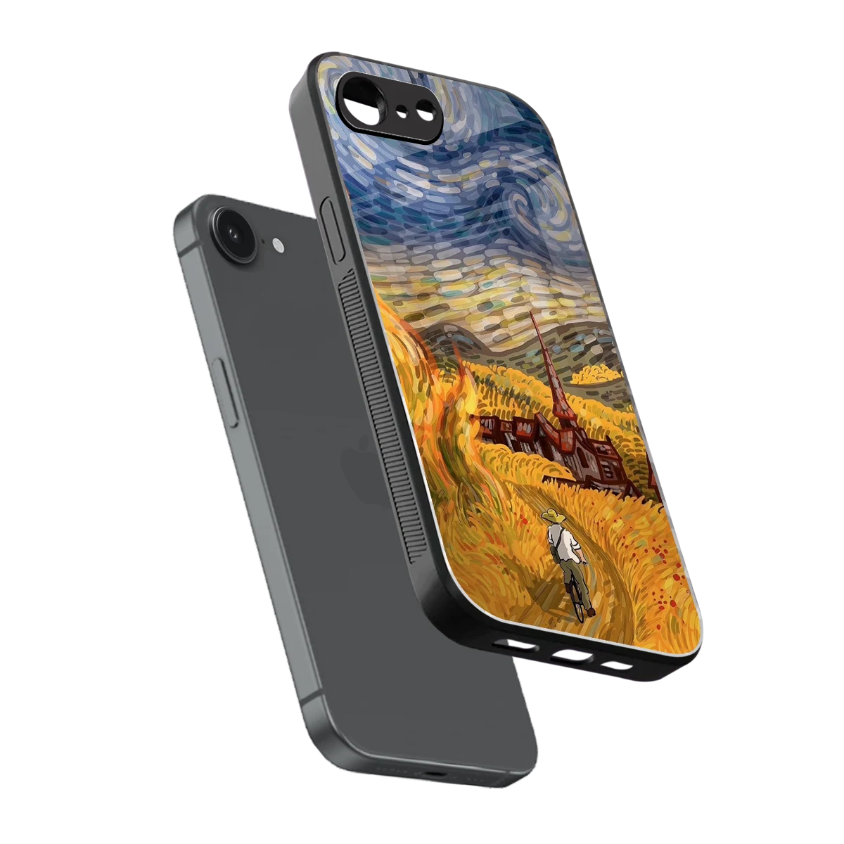Starry Ride sleek iphone 16e cover with tempered glass back and TPU edges