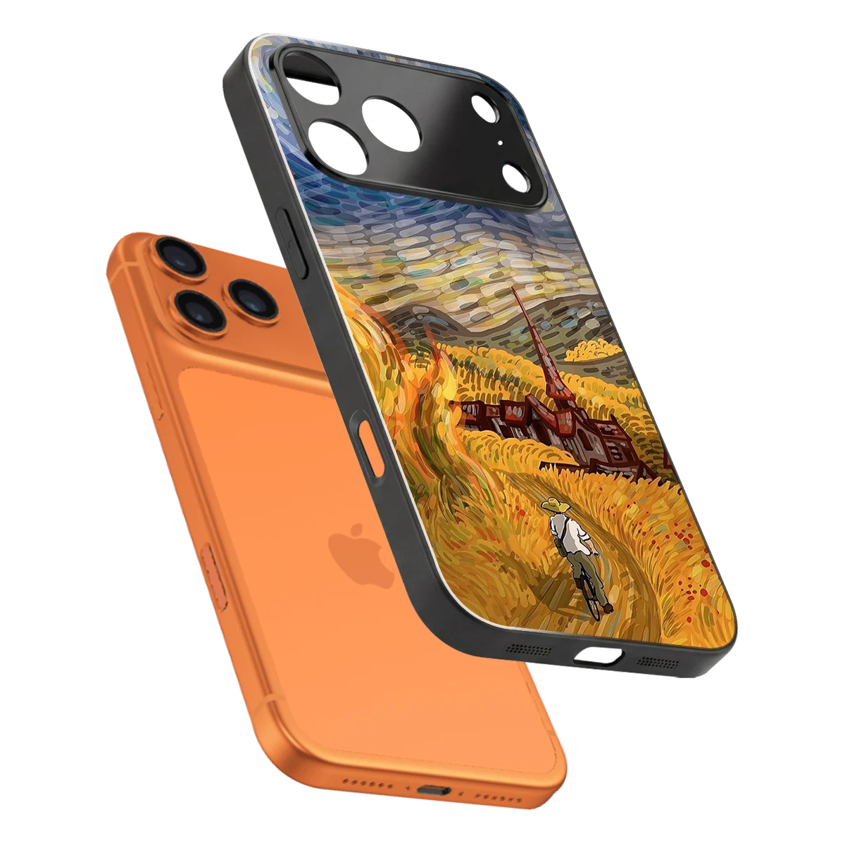 Starry Ride sleek iphone 17 pro cover with tempered glass back and TPU edges