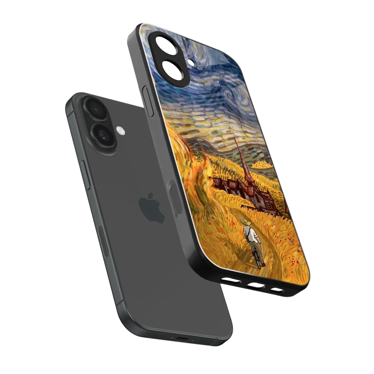 Starry Ride sleek iphone 17 cover with tempered glass back and TPU edges