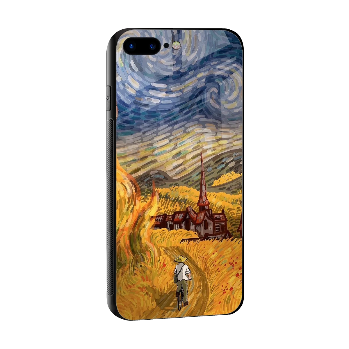 Starry Ride sleek iphone 8 plus cover with tempered glass back and TPU edges
