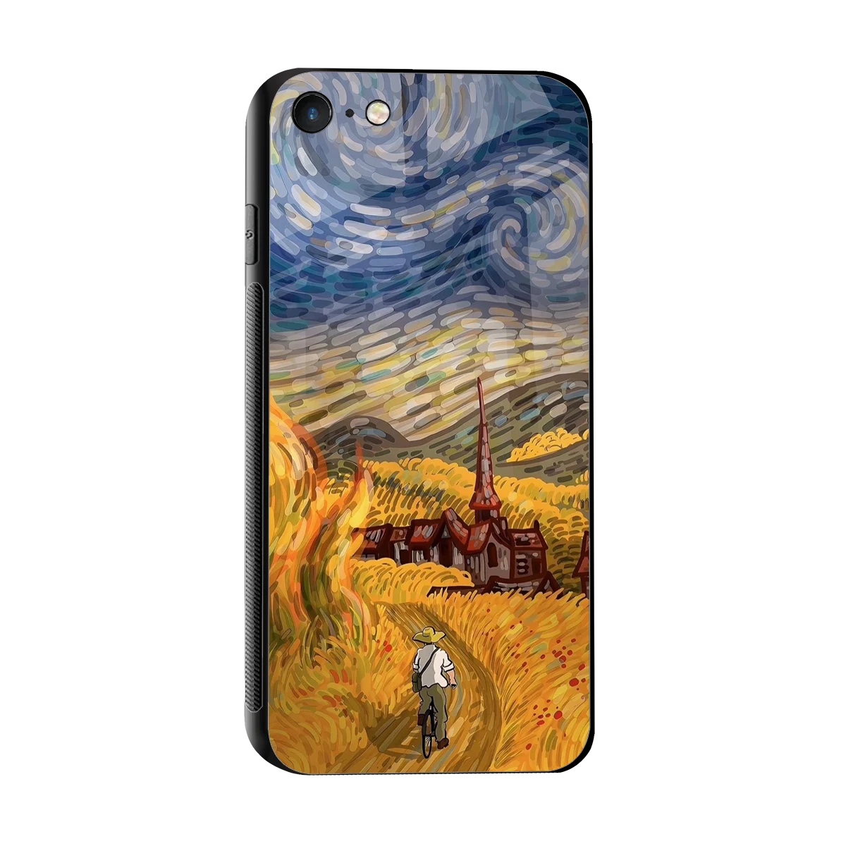 Starry Ride sleek iphone 7 cover with tempered glass back and TPU edges