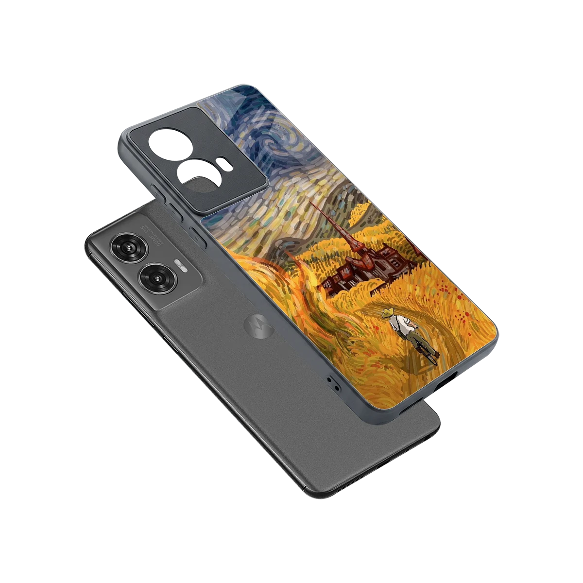 Starry Ride sleek motorola edge 50 fusion cover with tempered glass back and TPU edges