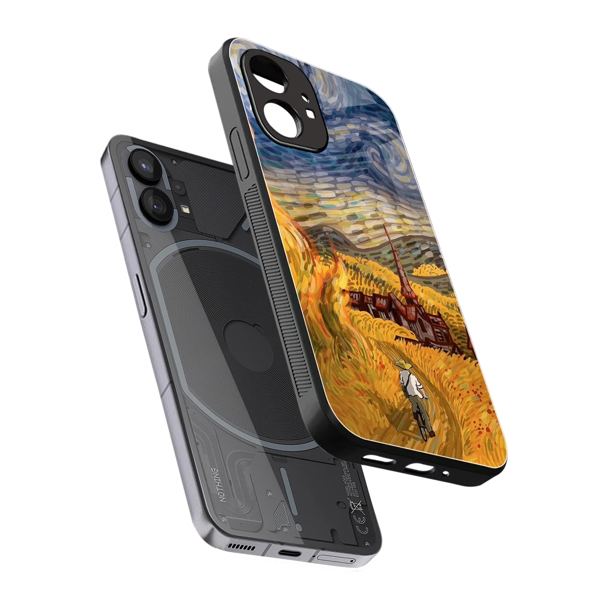 Starry Ride sleek nothing phone 1 cover with tempered glass back and TPU edges
