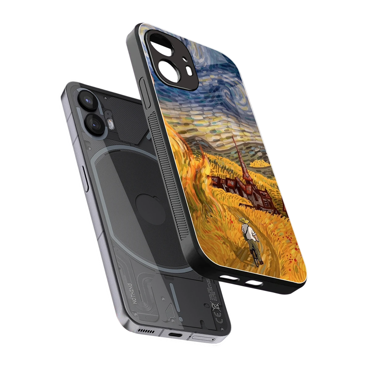 Starry Ride sleek nothing phone 2 cover with tempered glass back and TPU edges