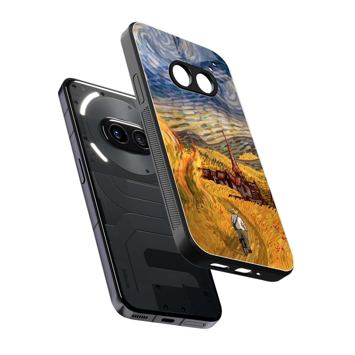 Starry Ride sleek nothing phone 2a cover with tempered glass back and TPU edges