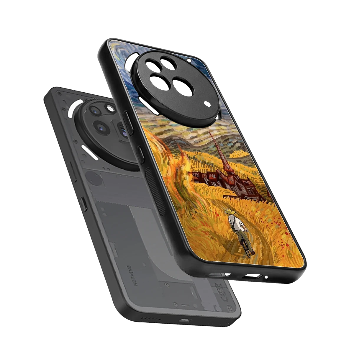 Starry Ride sleek nothing phone 3a pro cover with tempered glass back and TPU edges