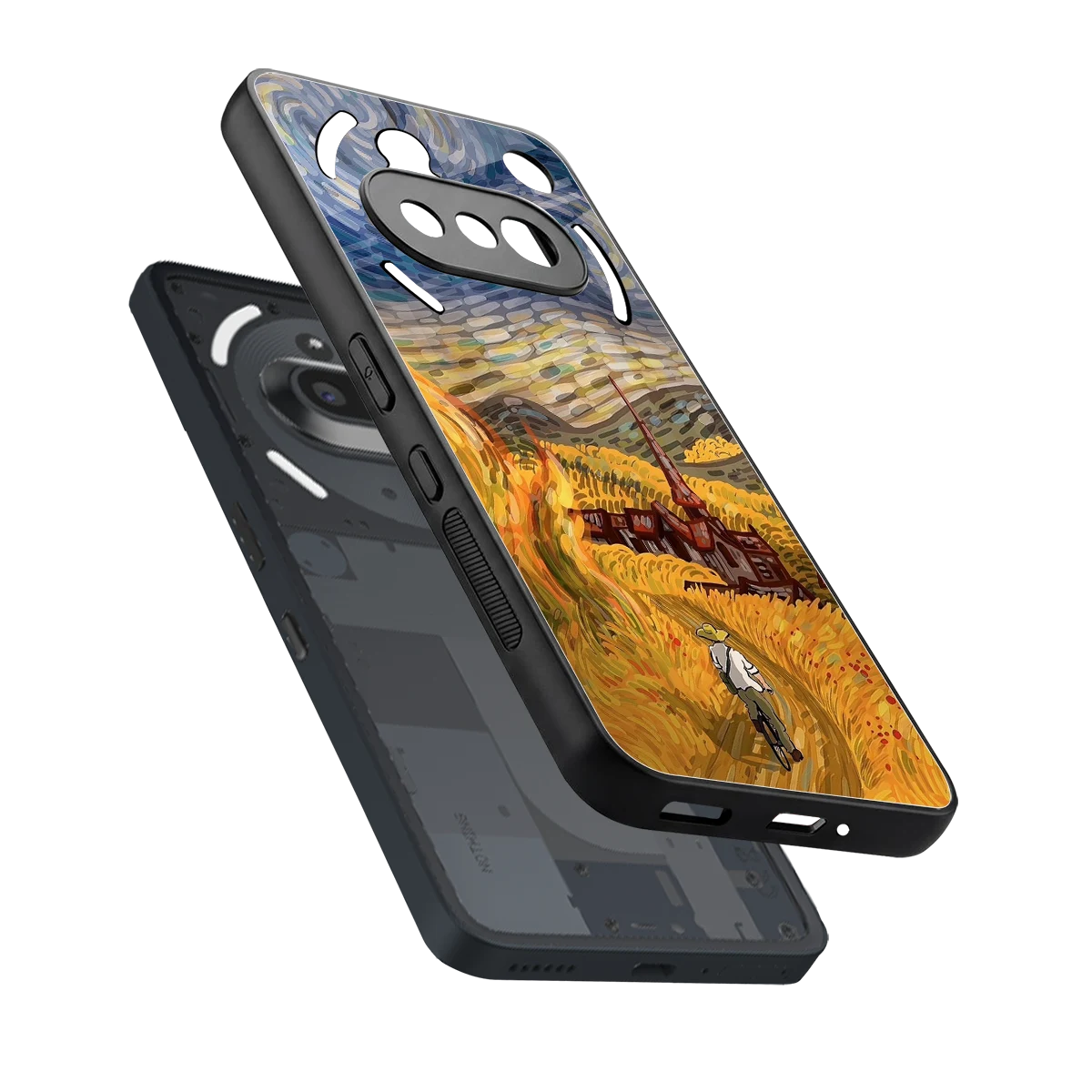 Starry Ride sleek nothing phone 3a cover with tempered glass back and TPU edges
